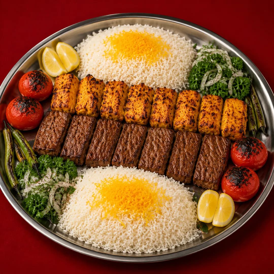 سینی دو نفره گوشت و جوجه